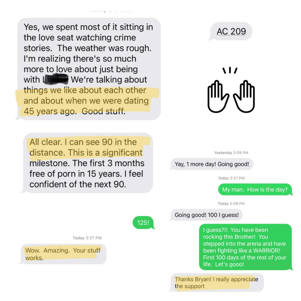 Client testimonial highlighting freedom and hope through Porn Free Marriage recovery program.