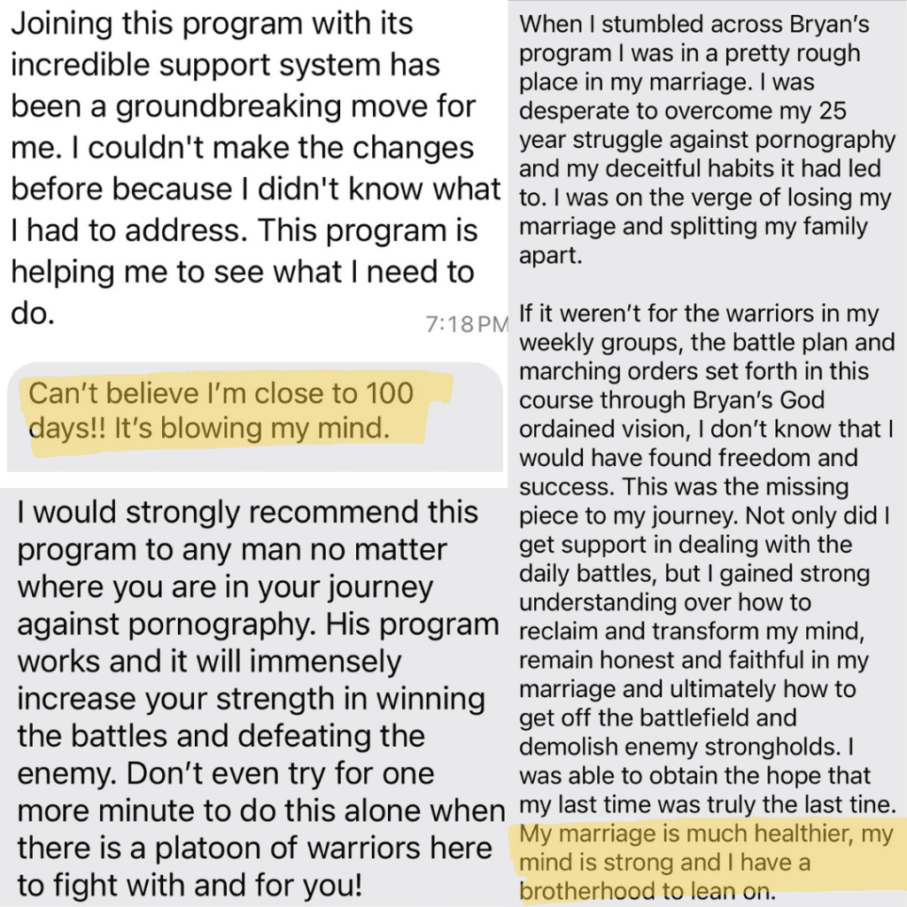 Couple’s testimonial sharing how Porn Free Marriage restored their marriage and prevented divorce.